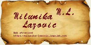 Milunika Lazović vizit kartica